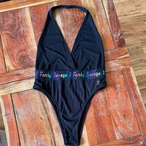 Savage Fenty Black Halter Bodysuit